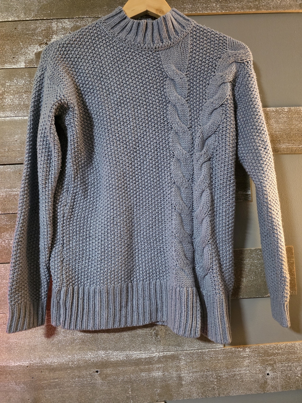 Women's Cable Detail Crewneck Sweater — Grey